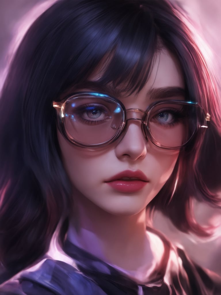 Similar graph, a cyberpunk girl, Wear clear neon glasses, cyberpunk., golden ratio details, 32k uhd, fantasy, cyberpunk, intricate, decadent, highly detailed, digital painting, ever after high, octane render, artstation, concept art, smooth, sharp focus, illustration, art by artgerm, loish, wlop. (heartwarming, uplifting, charming), (UHD, masterpiece, detailed eyes, detailed face, highest quality), (light leaks, subsurface scattering, rim light, beautiful lighting and shading, deep background, vibrant complementary colors, sharp focus)