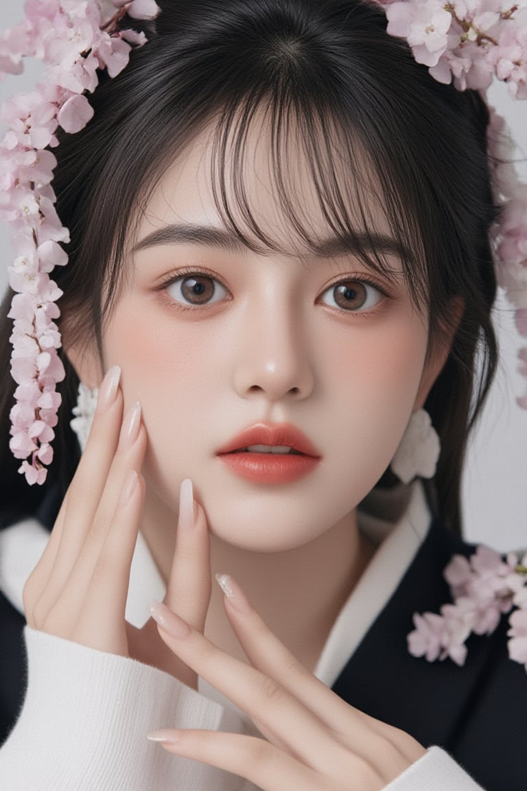 ((Very detailed fingers)),  ((Very detailed dark brown nail polish)),  beautiful detailed eyes by Tuans26  on Tensor.Art