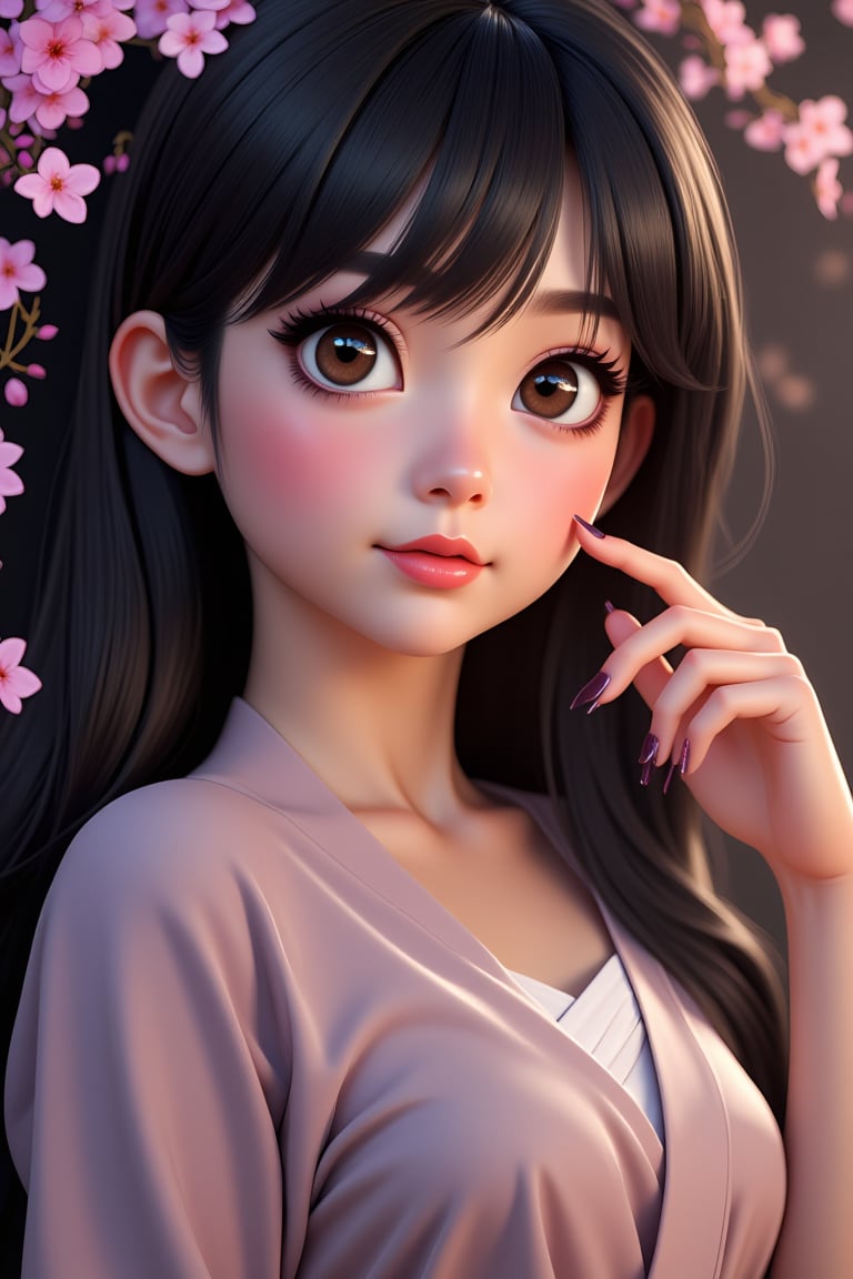 ((Very detailed fingers)),  ((Very detailed dark brown nail polish)),  beautiful detailed eyes by Tuans26  on Tensor.Art