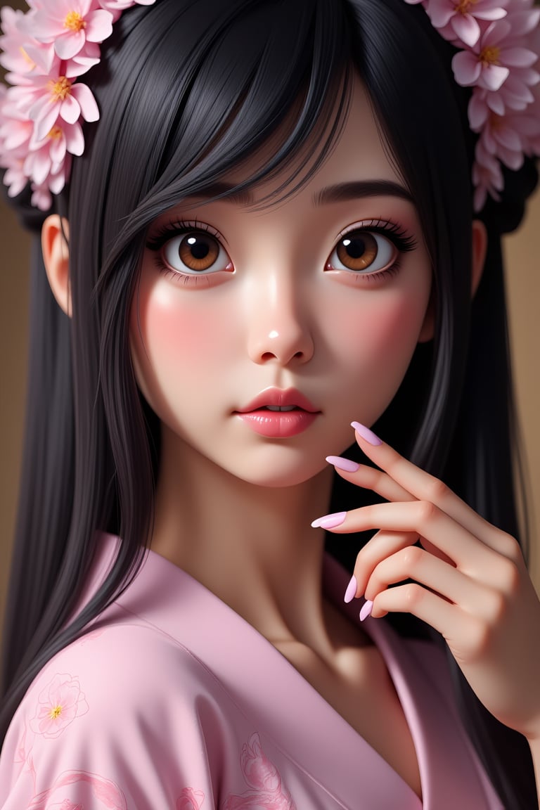 ((Very detailed fingers)),  ((Very detailed dark pink nail polish)),  beautiful detailed eyes by Tuans26  on Tensor.Art