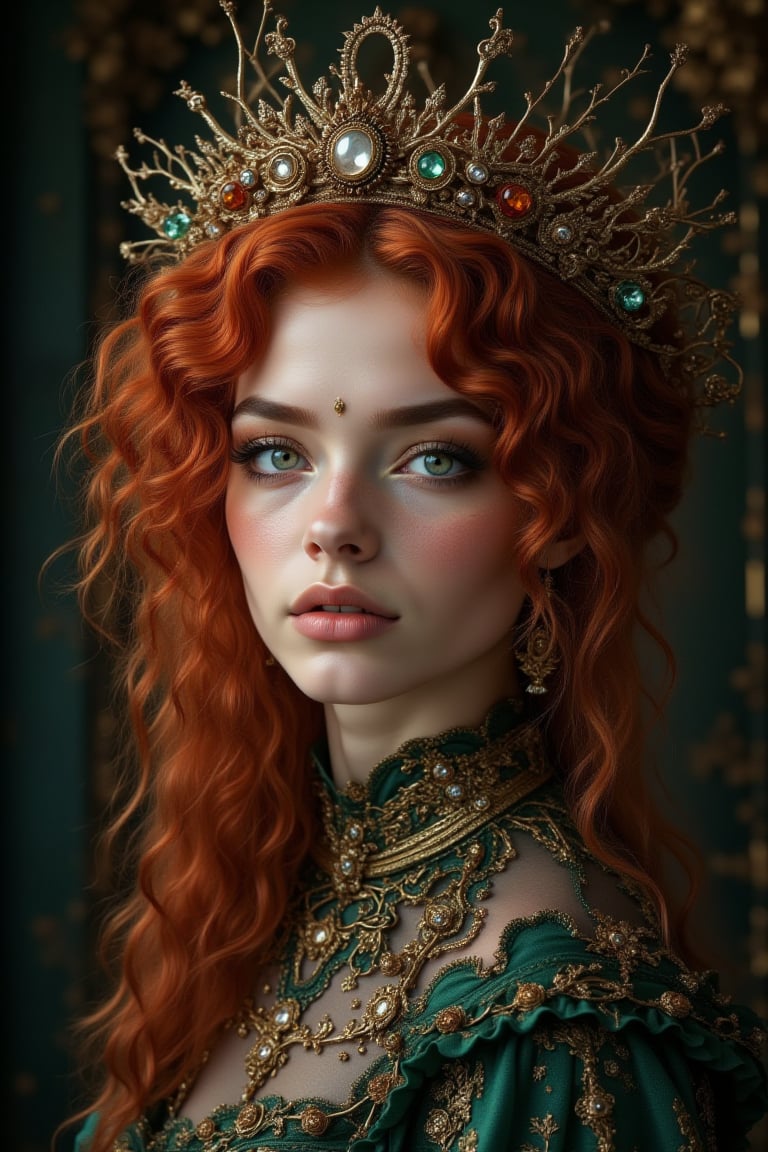 masterpiece, 8k, HDR, 3D, best quality, photography, analog style, real life, extremely beautiful, (highly detailed, intricately detailed), (very detailed skin), (alluring eyes), a full body digital image of (1girl), small waist, (long curly autumn red hair), green eyes, symmetrical, elements, ebony, emerald, sapphire, amber, gold, silver, diamond, topaz, animal, flower, ring, fractal, person, object, branches, embroidery, glass, "Do not go gentle into that good night" â Dylan Thomas, "Do not go gentle into that good night" Stockings Tight socks worn by men that extend from the waist to the feet
