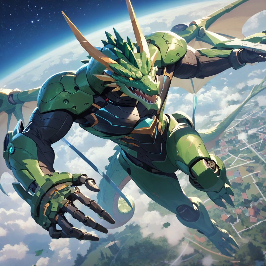  moon night dynamic angle giant machine (realistic green metal dragon:1.3) (metalic:1.4) flying to the starry sky dynamic angle score_9,score_8_up,score_7_up,score_6_up masterpiece high quality source_anime,BREAK,anime screencap,score_anime