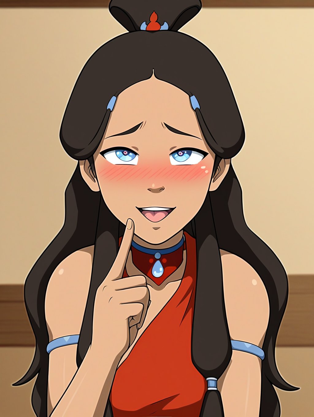 Katara, KataraFire, hypnotized, blushing, girl with expression of pleasure,sexy body, ecchi, pleasured_face, full_body