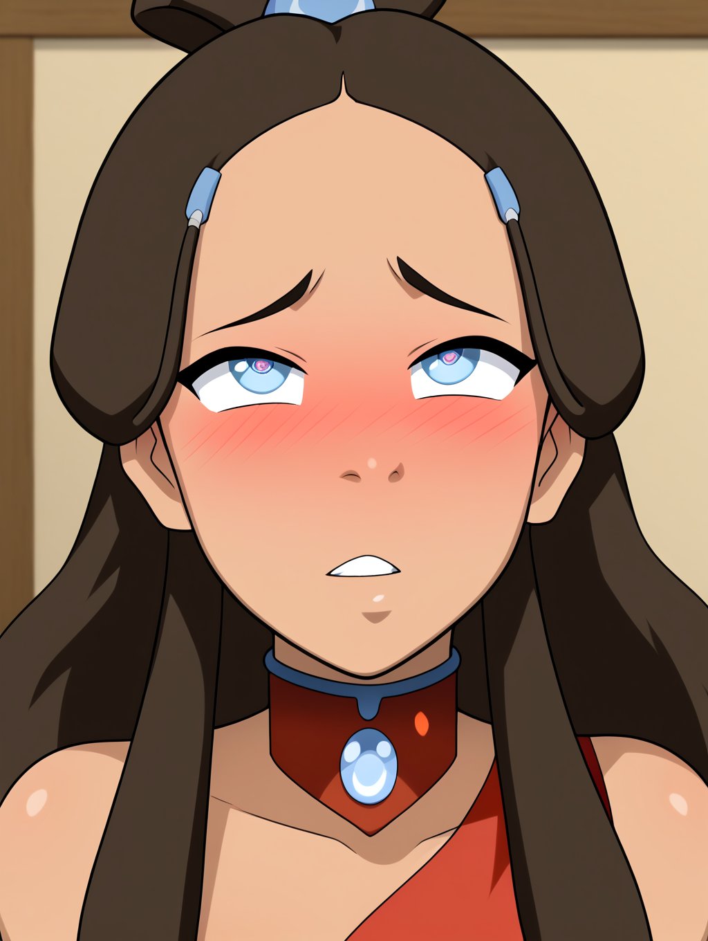 Katara, KataraFire, hypnotized, blushing, girl with expression of pleasure,sexy body, ecchi, pleasured_face,twirling hair