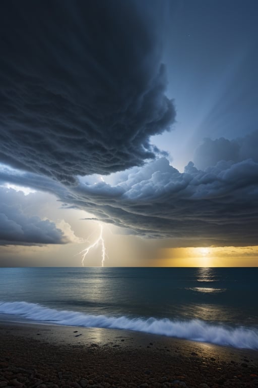 stormy night over tropical island