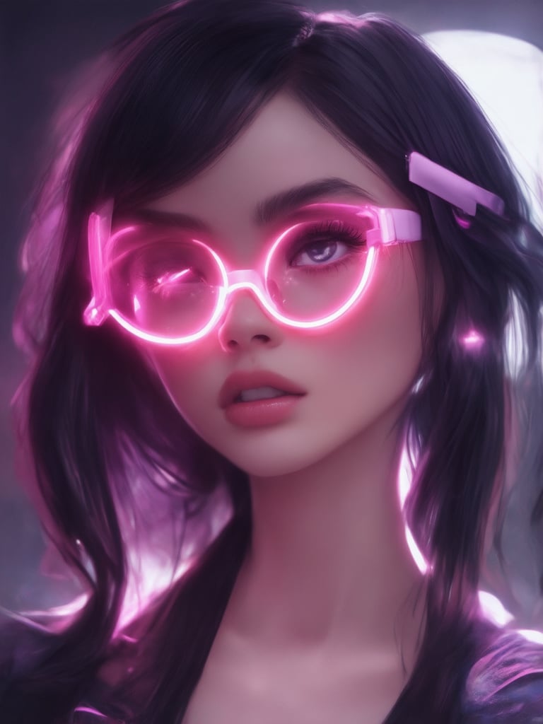 Similar graph, a cyberpunk girl, Wear clear neon glasses, cyberpunk., golden ratio details, 32k uhd, fantasy, cyberpunk, intricate, decadent, highly detailed, digital painting, ever after high, octane render, artstation, concept art, smooth, sharp focus, illustration, art by artgerm, loish, wlop. (heartwarming, uplifting, charming), (UHD, masterpiece, detailed eyes, detailed face, highest quality), (light leaks, subsurface scattering, rim light, beautiful lighting and shading, deep background, vibrant complementary colors, sharp focus)