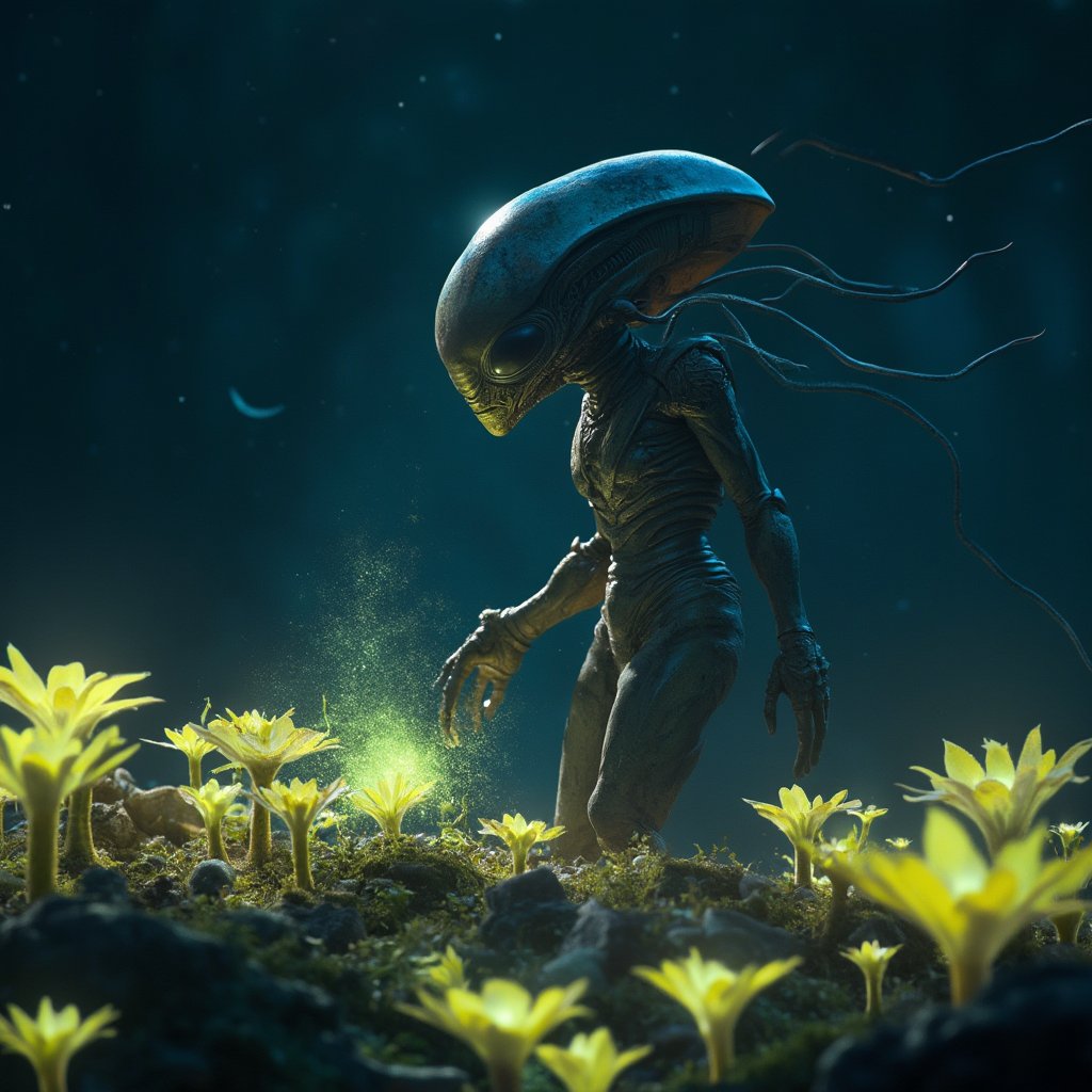 "Netflix" poster. "Netflix" poster. An alien in a futuristic spacesuit strolls across Earth,  carefully examining glowing...