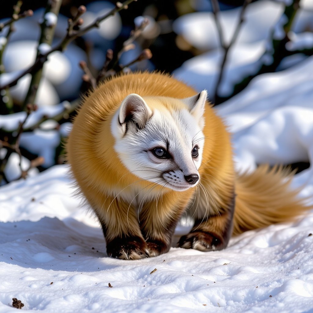 Photo-realistic,  cinematic style,  ultra high resolution. A Japanese marten with golden-yellow fur by Antu2025 on Tensor.Art