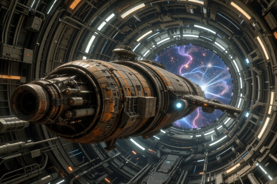 A colossal interstellar immigrant cargo spaceship,  photo-realistic,  cinematic wide shot by Antu2025 on Tensor.Art