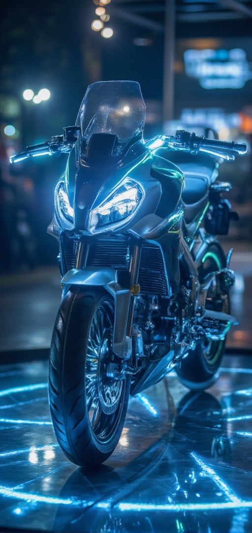 TRON Light Cycle, the super cool "Light Cycle" motorcycle, 32K, -- Chaos <30>, (eye level angle), (close-up), (realistic), (amount of light), (high Image quality), (Volume light) 32K   --chaos <20>  --uplight、（Eye level angle）、（close-up）、（photoreal）、（volumetric light）