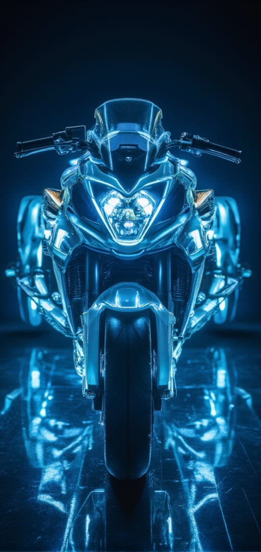 TRON Light Cycle, the super cool "Light Cycle" motorcycle, 32K, -- Chaos <30>, (eye level angle), (close-up), (realistic), (amount of light), (high Image quality), (Volume light) 32K   --chaos <20>  --uplight、（Eye level angle）、（close-up）、（photoreal）、（volumetric light）