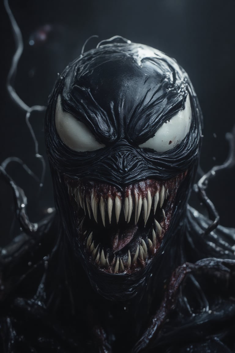 A hauntingly realistic 8K image of Minions entwined with Symbiote Venom. The camera frames a eerie close-up shot of Gru's...