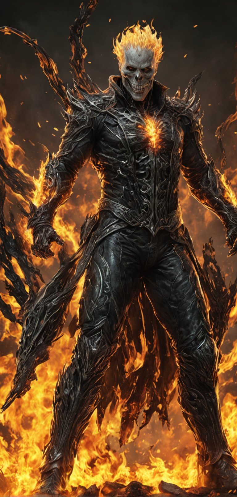 (extremely detailed 8k wallpaper), a medium full body photo of ghost rider,intricate, highly detailed, dramatic, in ghost rider costume,screaming