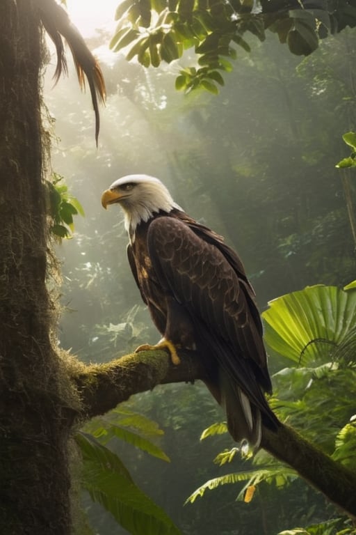 Eagle,  on the tree,  jungle by Frame by me on Tensor.Art