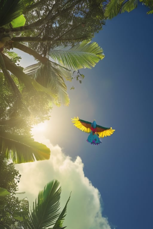 parrot,  flying in the sky,  jungle by Frame by me on Tensor.Art