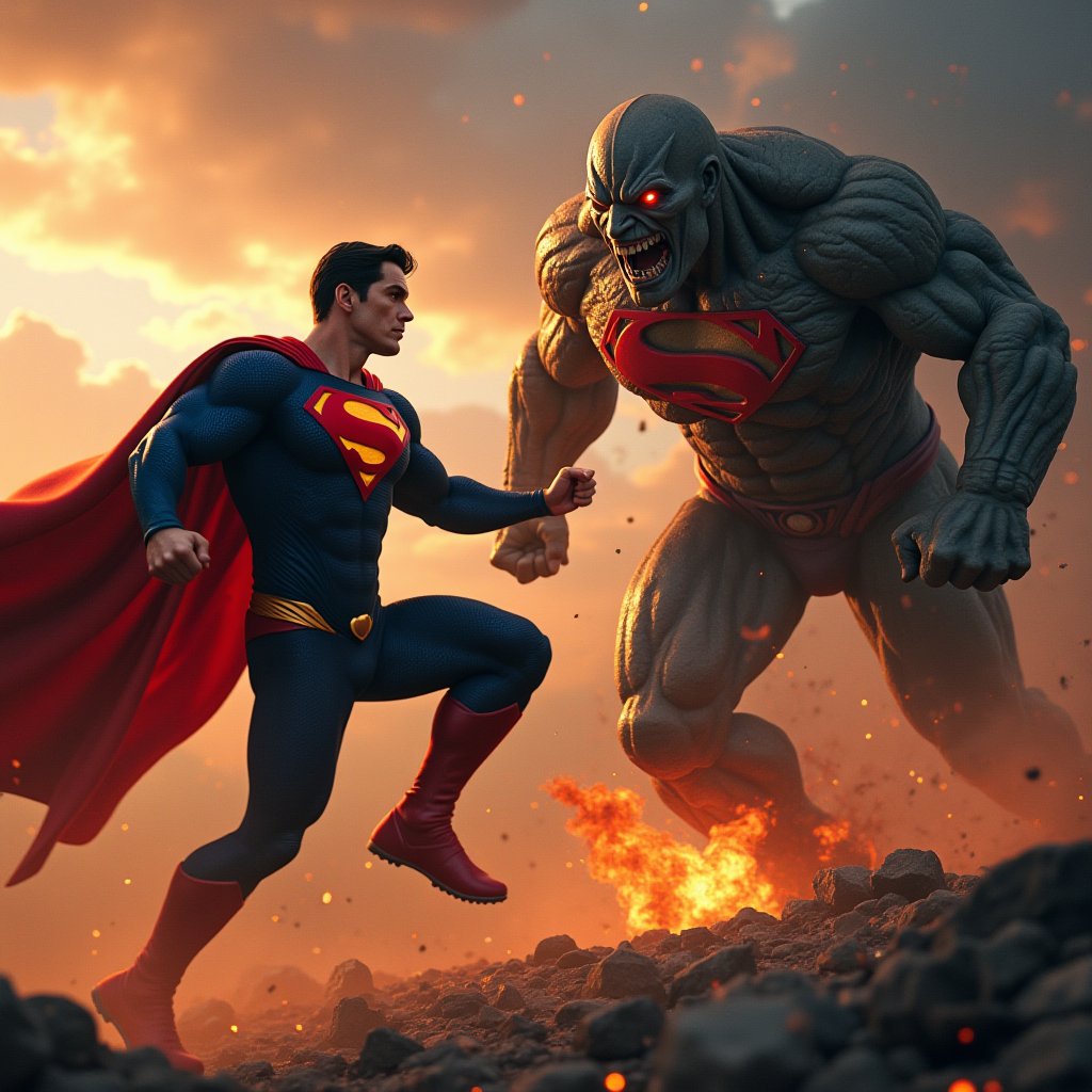 superman fighting against doomsday 