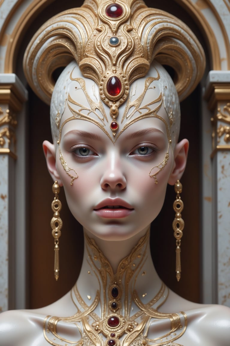 Upper body portrait,  frontal view,  in the style of dark white and light bronze by andux on Tensor.Art