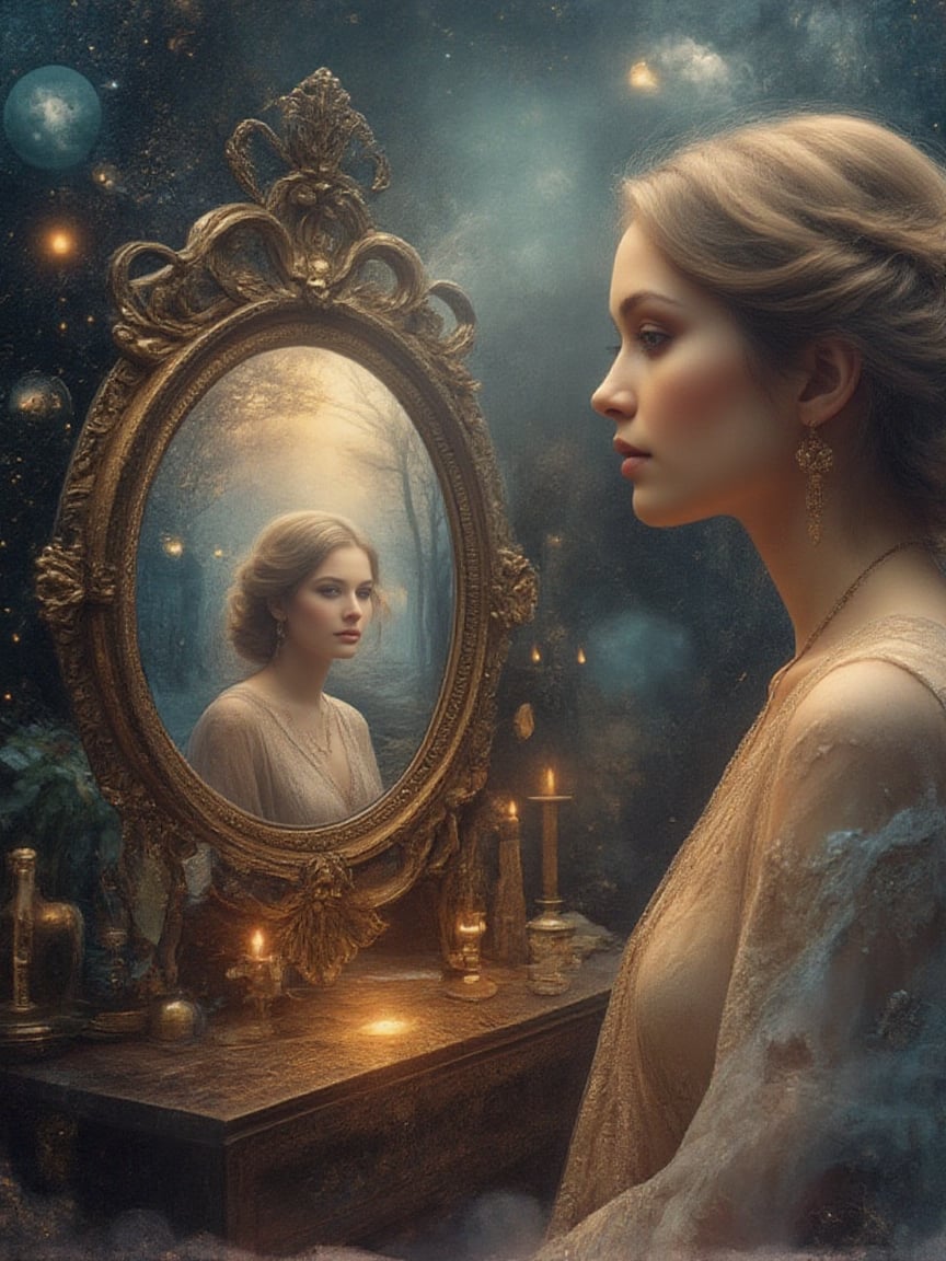 A captivating and vibrant double exposure photograph with a cinematic edge,  featuring a figure standing in a dimly lit,...