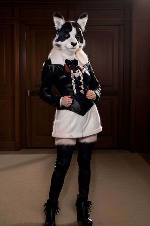 ((Full body)),panda girl,lolita fashion,red eyes,photorealistic,furry,furry female,body fur,animal ear fluff,animal ears,fang