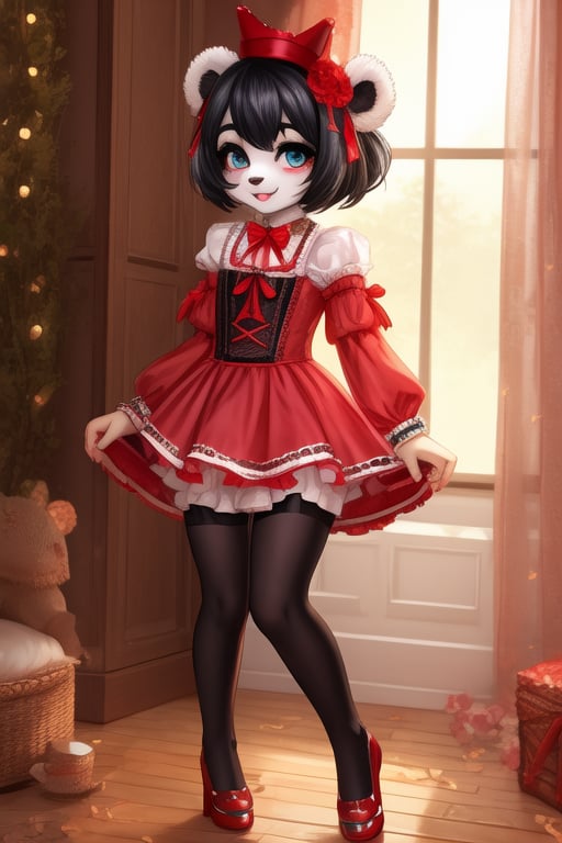 ((Full body)), panda girl, lolita fashion