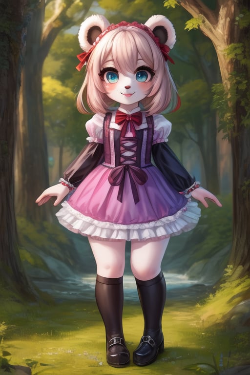 ((Full body)), panda girl, lolita fashion