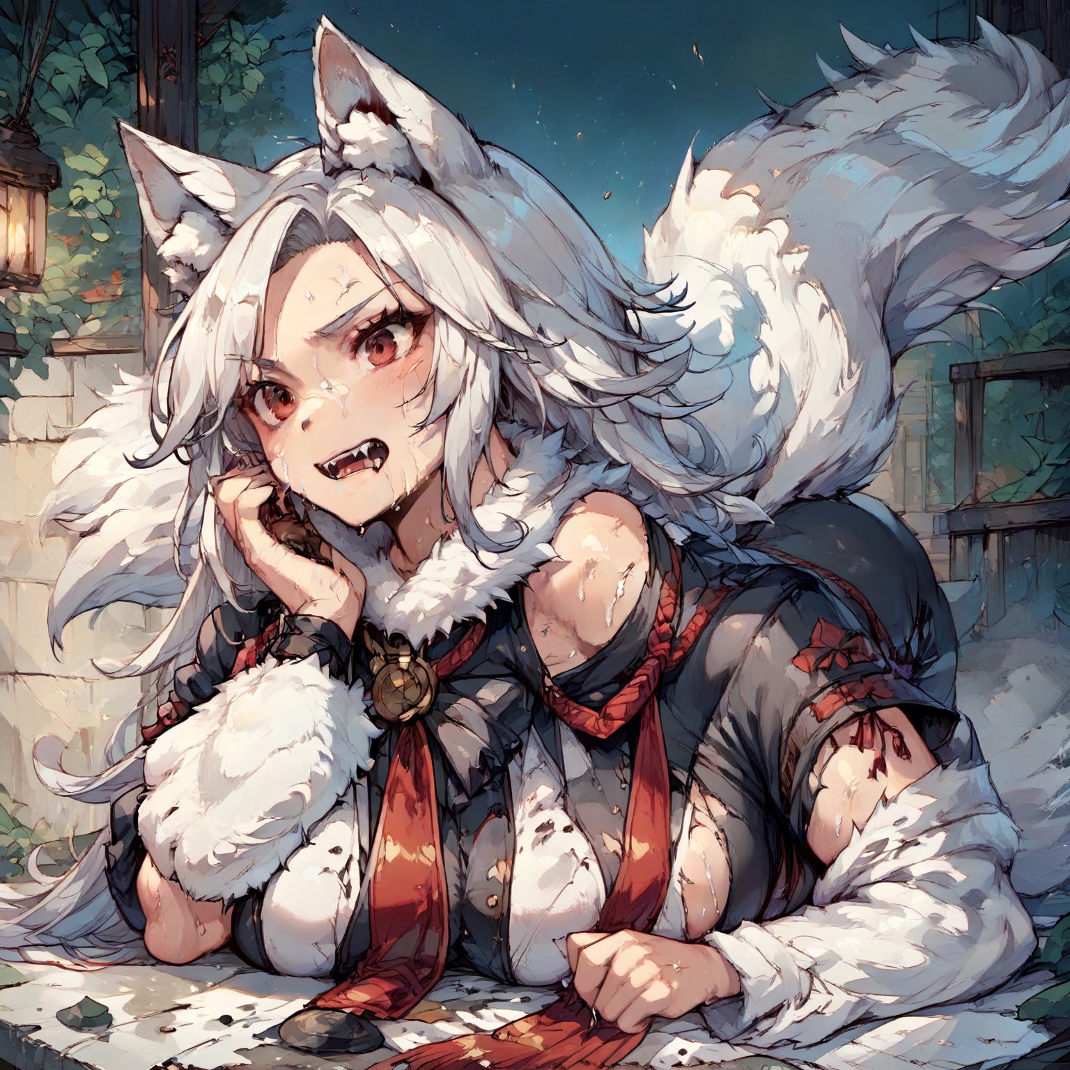 wolf girl,white wolf fur,white wolf ears,red eyes,white wolf tail,score_9,score_8_up,score_7_up,source_anime,BREAK,furry,more detail XL