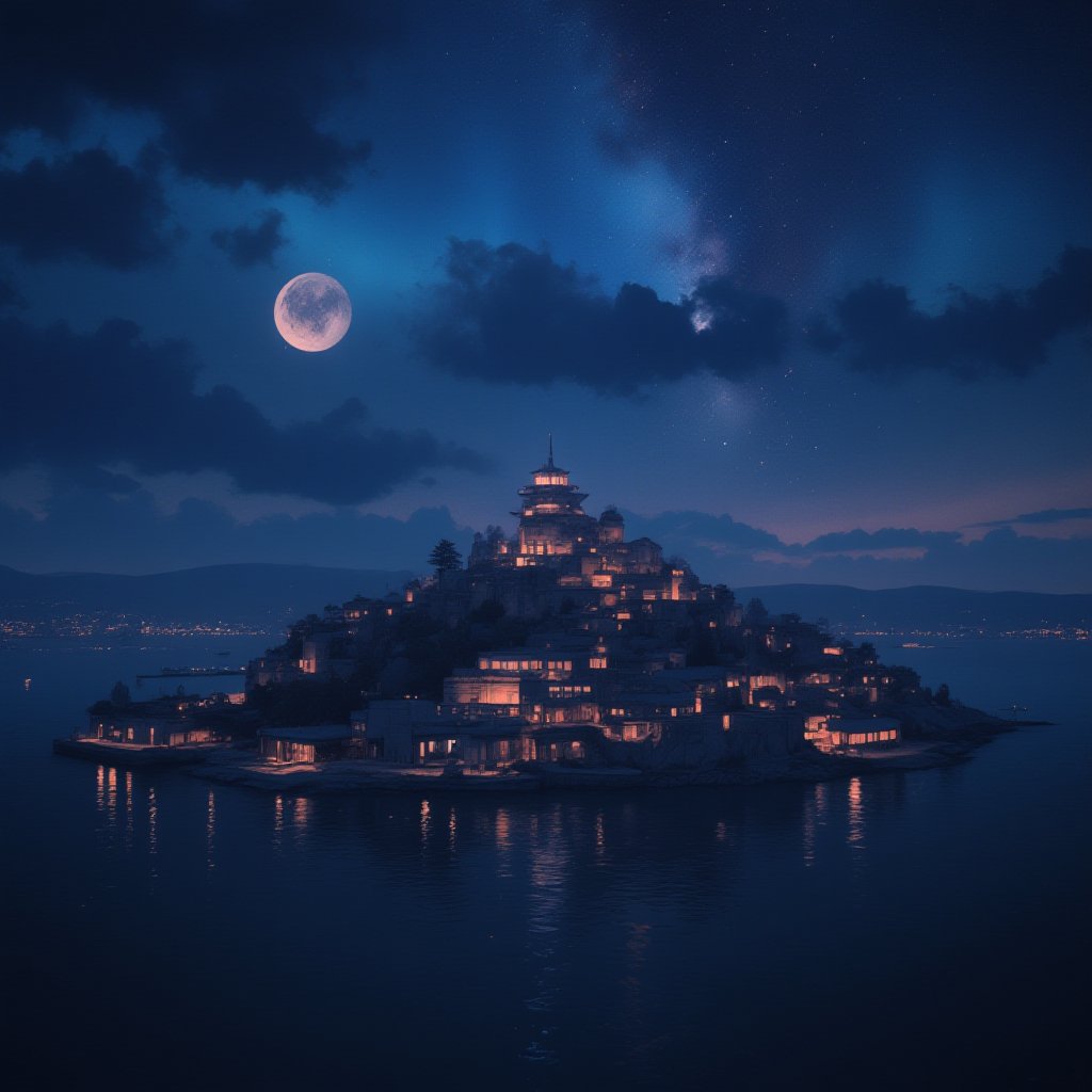 astroflux_v101,  | digital render of a city in the night,  night lights by Tes_the_Boy on Tensor.Art