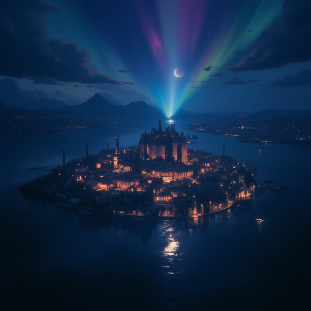 astroflux_v101,  | digital render of a city in the night,  night lights by Tes_the_Boy on Tensor.Art