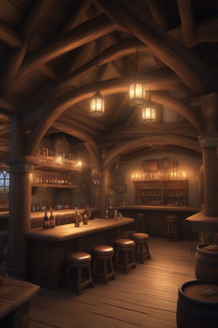 fantasy tavern interior, high quality, high definition, high resolution, masterpiece, beauty,