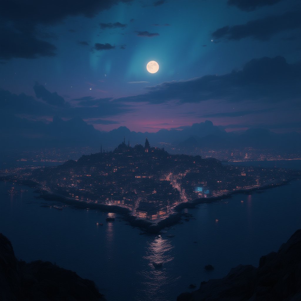 astroflux_v101,  | digital render of a city in the night,  night lights by Tes_the_Boy on Tensor.Art