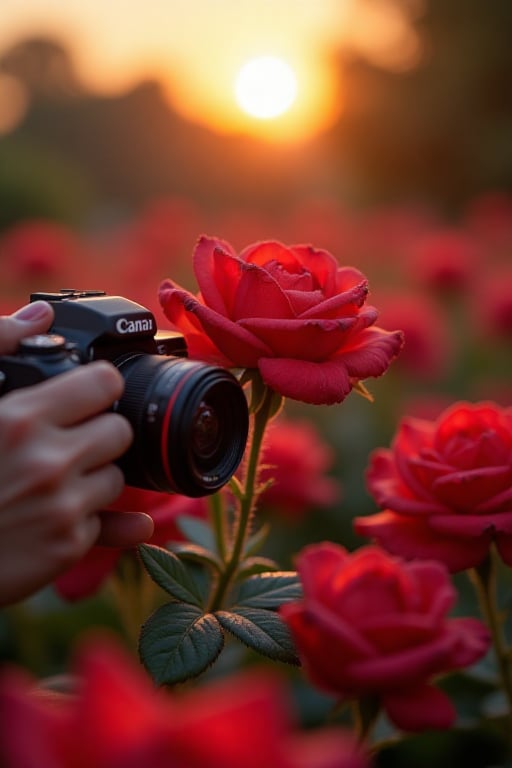 Ultra Hyper-realistic.Hyper-detailed.UHD.HD.8K.A beautiful woman holding a hightect cinema camera to shoot a photography o...