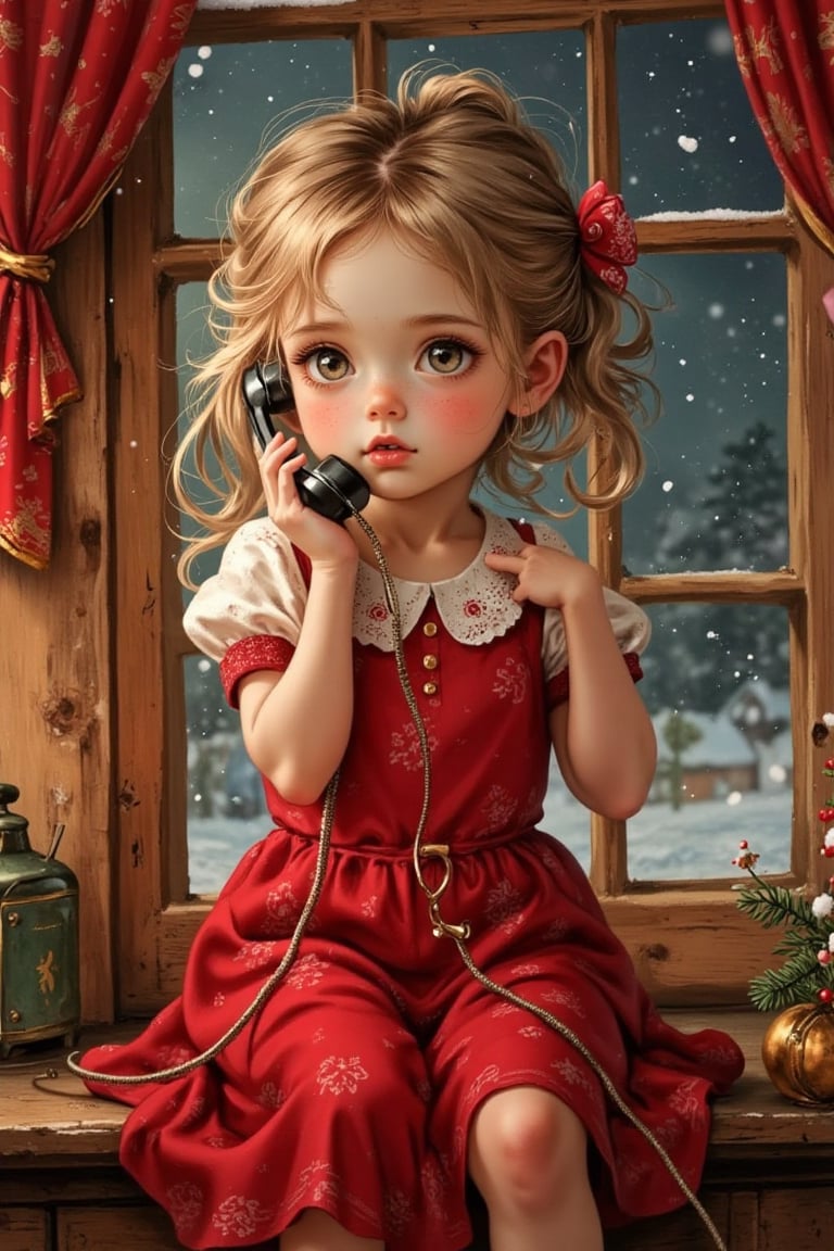 half body of a 2 years old cute little girl looks like young Brigitte Bardot,  blond pinned up hair ,  vector illustration...