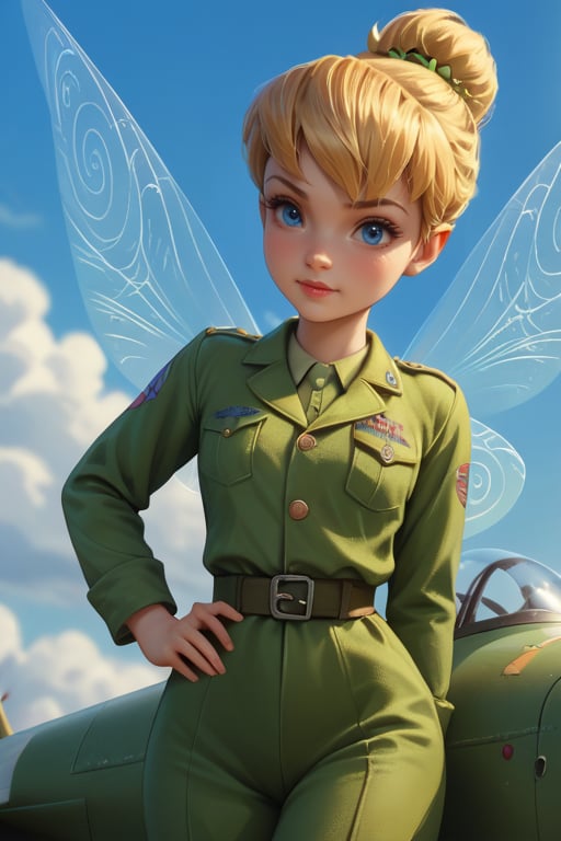 score_9, score_8_up, score_7_up, score_6_up, score_5_up, score_4_up,  Tinkerbell, world war 2, fighter plane, uniform, fairy wings, fairy