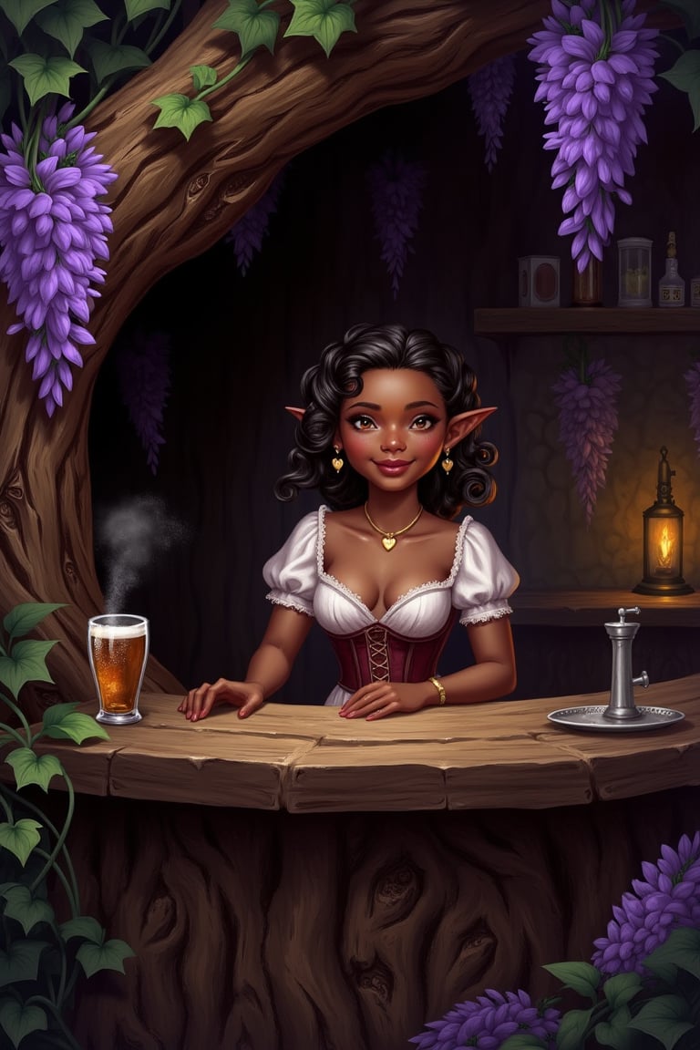 Prompt: A highly detailed image in a Dungeons and Dragons Forgotten Realms setting of a halfling woman. She is short and s...