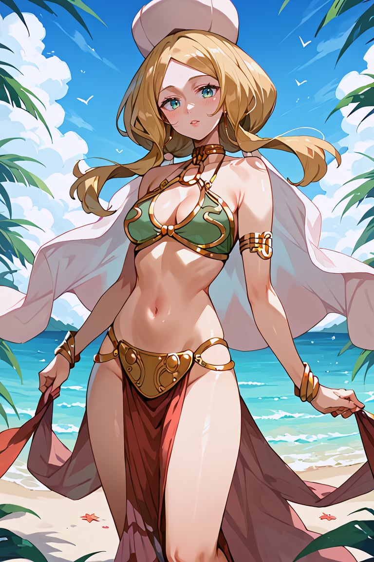 score_9, score_8_up, score_7_up, source_anime, best quality, masterpiece, 1girl, beach, slave Leia outfit, score_6_up, score_5_up, score_4_up, zPDXL-neg, ((cowboy shot)), caitlin, bw