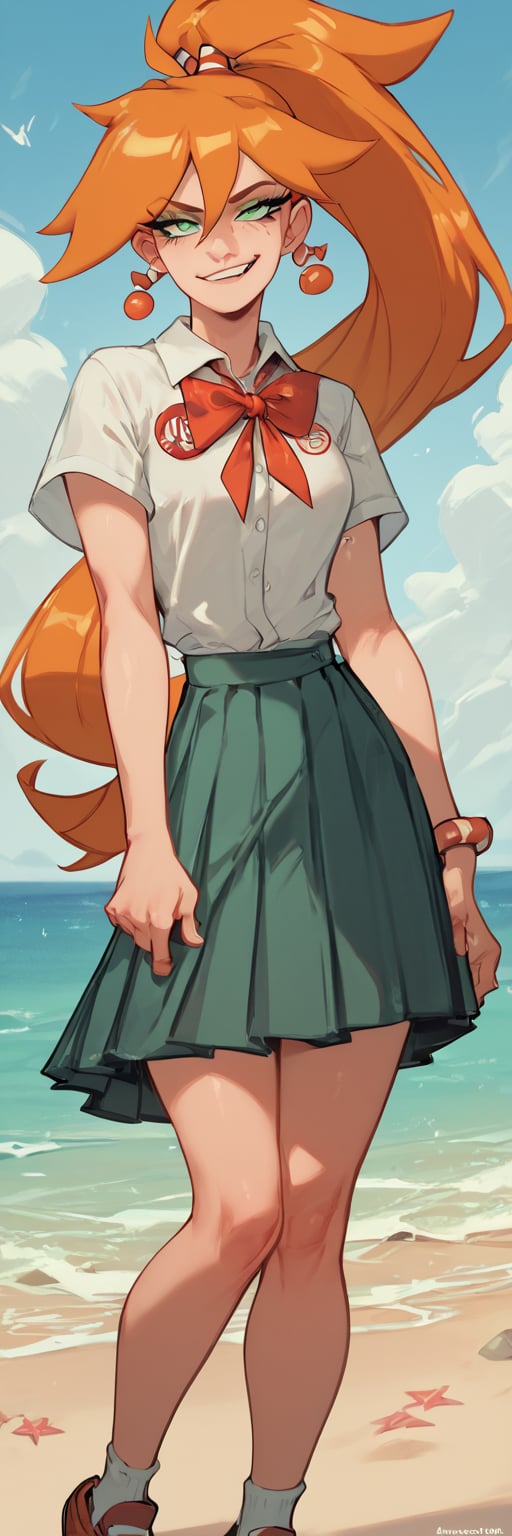 score_9_up, score_8_up, score_7_up, score_6_up, High quality, 1girl, Millie, standing, standing, perfect anatomy, Orange hair, ponytail, smug,(fullbody potrait), green eyes, school uniform,


Playing at the beach,Millie,Orange_hair,score_9