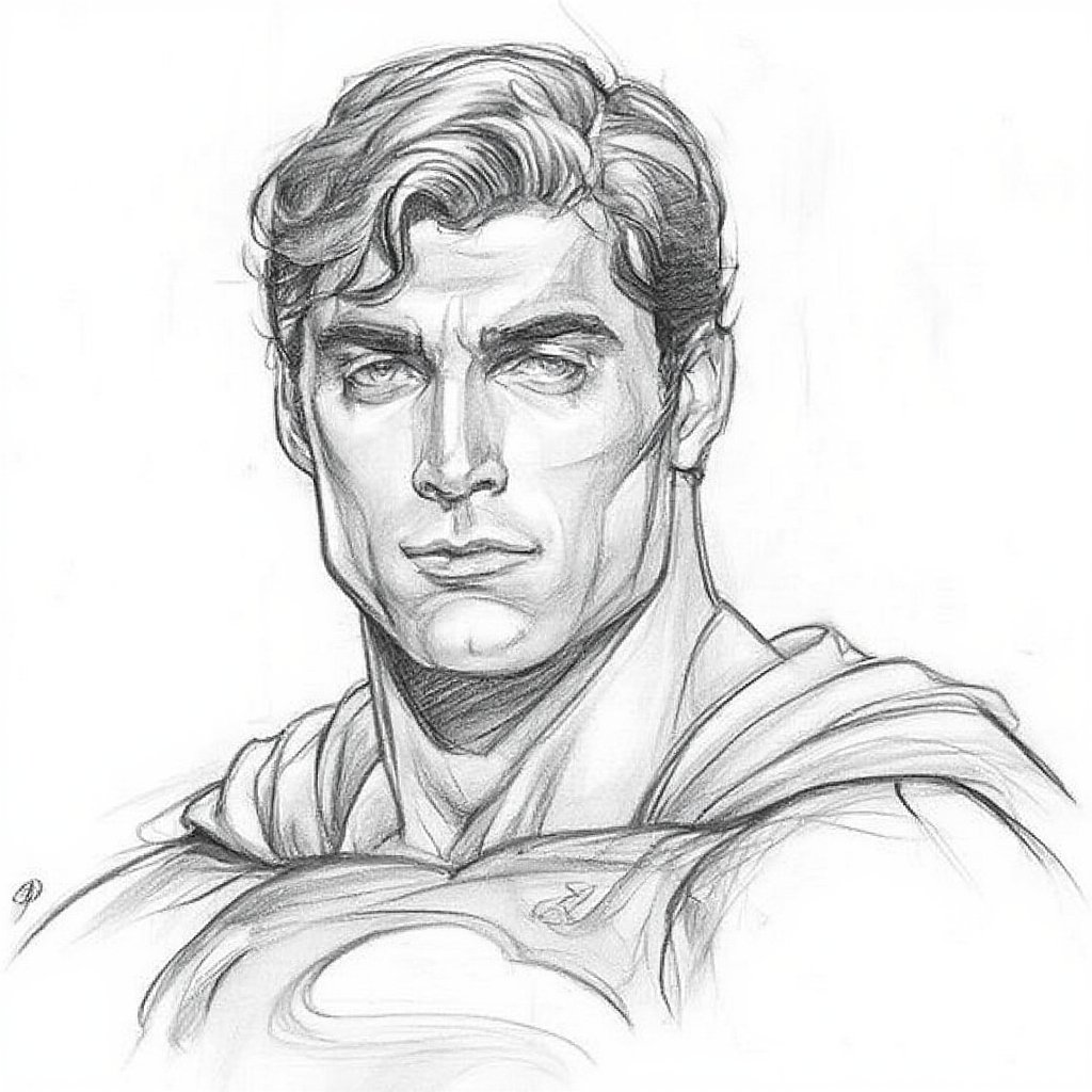 Portrait of Superman,Pencil drawing