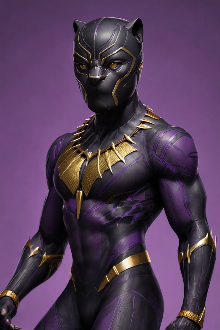 Black panther,with gold and purple