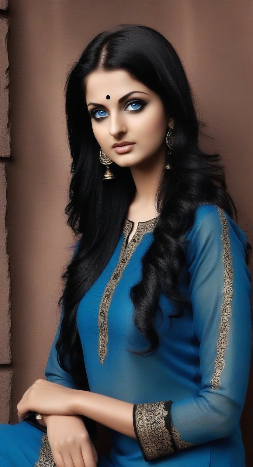 Salwar kameez.house working.Blue eyes.black hair