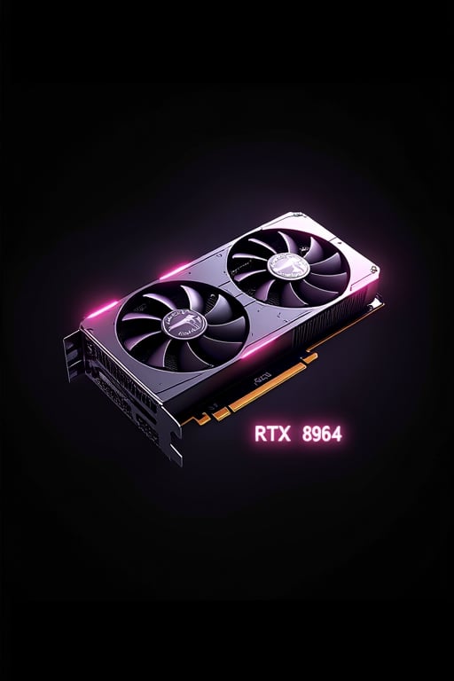  detail, art, The logo is a computer graphics card with the words "RTX 8964 pro" underneath and a glowing black background.