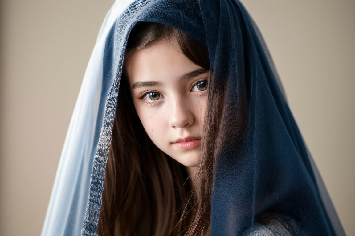 upper body view of a young european teenage girl, very cute, wearing a veil, AIDA_LoRA_valenss