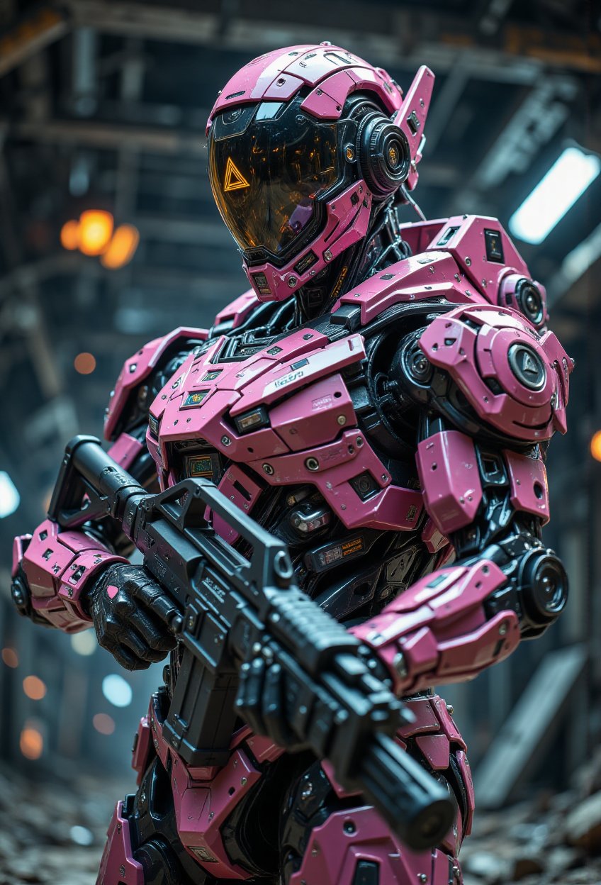 In a dimly lit,  underground chamber,  a Mecha Bionic man by En. Fa 3 on Tensor.Art