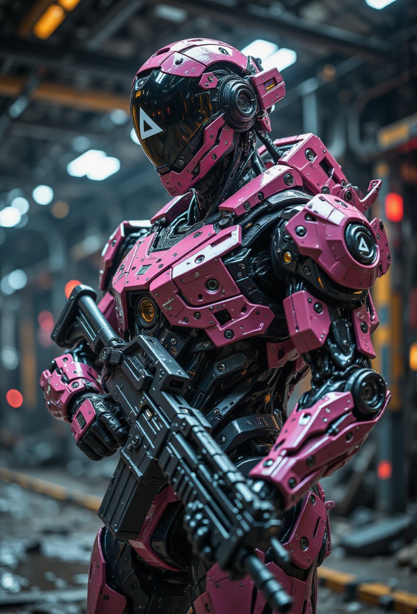 In a dimly lit,  underground chamber,  a Mecha Bionic man by En. Fa 3 on Tensor.Art