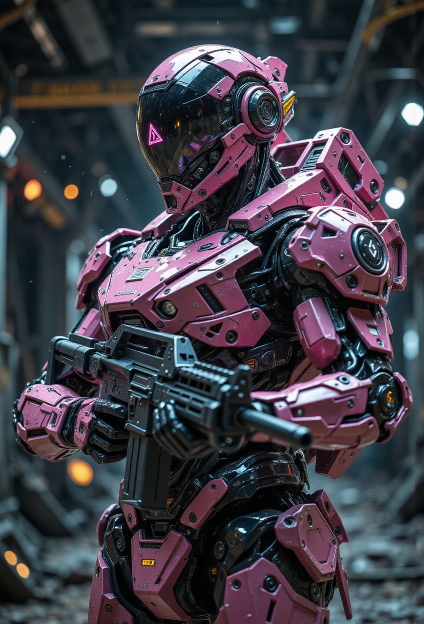 In a dimly lit,  underground chamber,  a Mecha Bionic man by En. Fa 3 on Tensor.Art