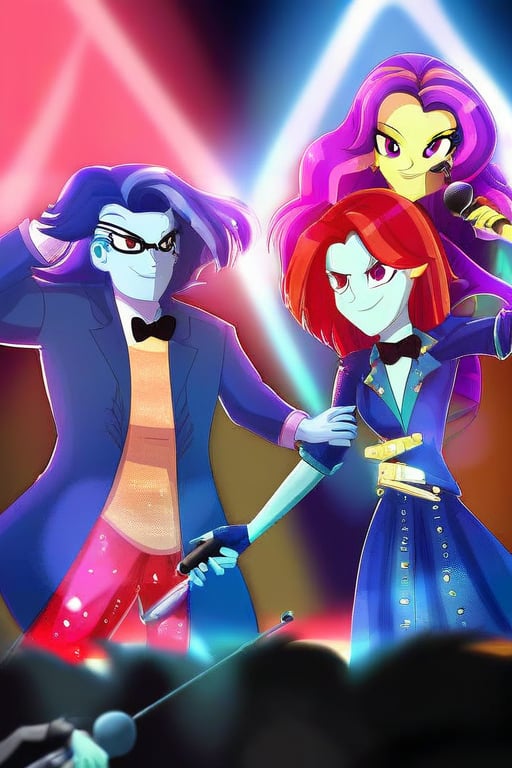 Romania hetalia modeled after eqg aria dazzle with midnight blue suit midnight blue shirt and black bowtie with a tce lase...
