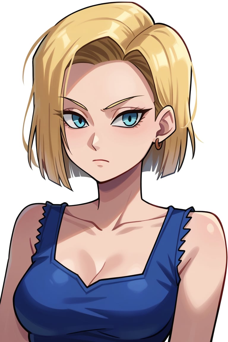 anapijama,android 18, short hair, blue eyes, blonde hair