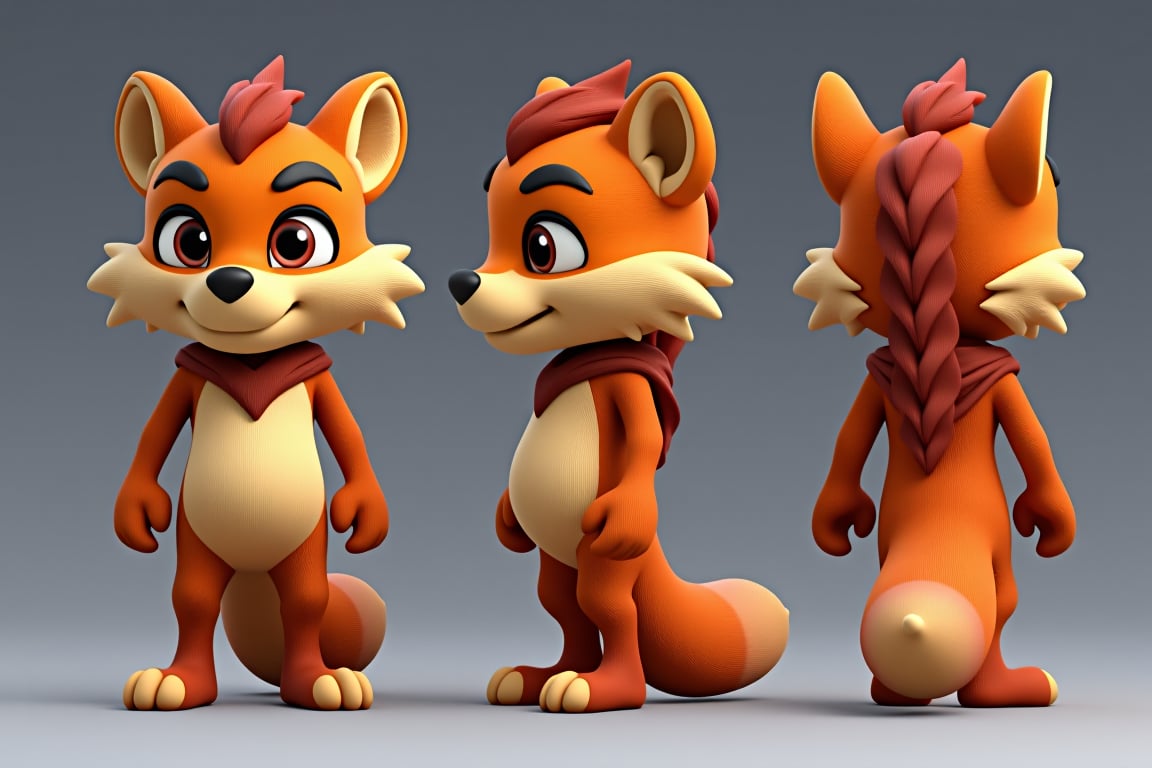 Beauty, 3D render, cinematography, play of shadow and light. Cute cartoon character of leapard , character sheet, front view, half-side view, half-back view
