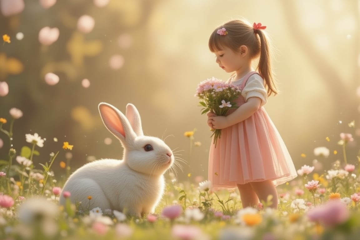 a little girl and rabbit,Gdoll