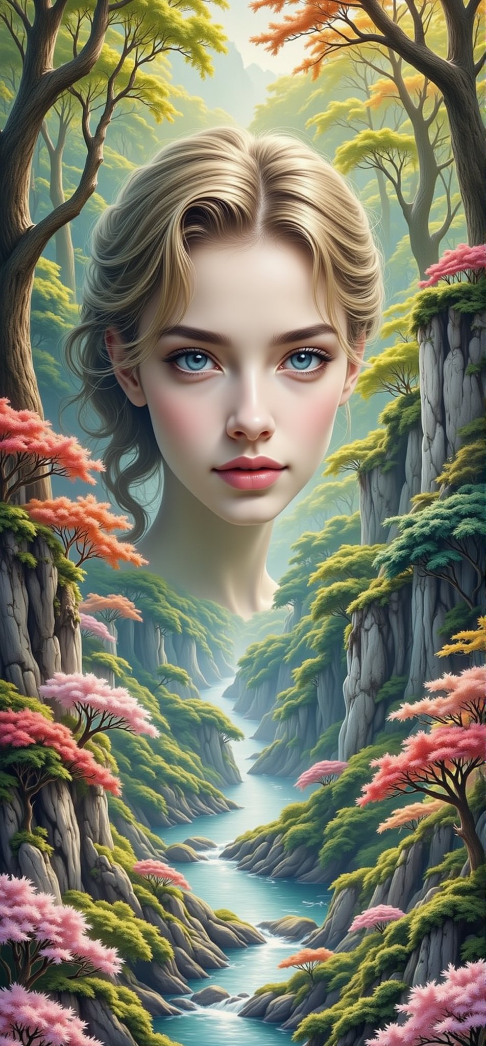 A serene spring morning unfolds as a majestic figure emerges from a tapestry of vibrant forest hues. Soft focus envelops t...
