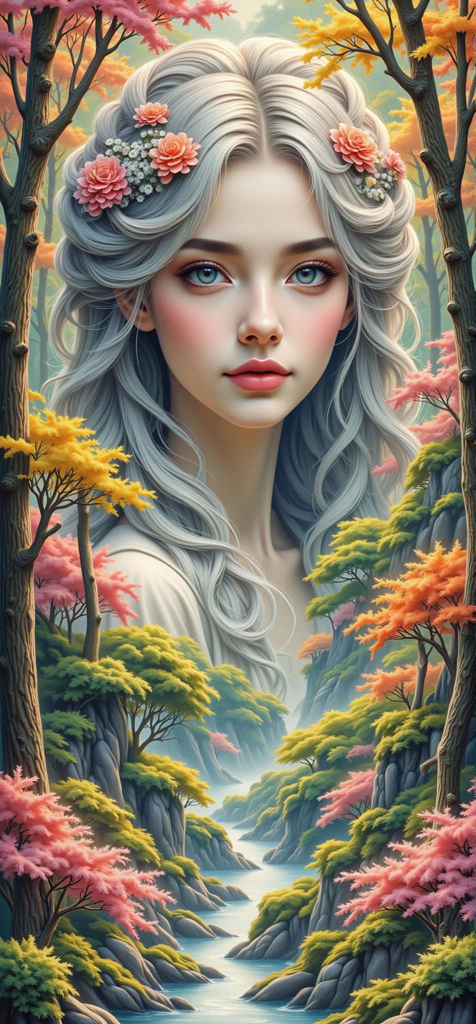 A serene spring morning unfolds as a majestic figure emerges from a tapestry of vibrant forest hues. Soft focus envelops t...